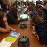 Sudents program robots at OU's DigiGirlz event