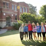 Students in front of building