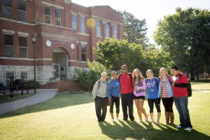 Students in front of building