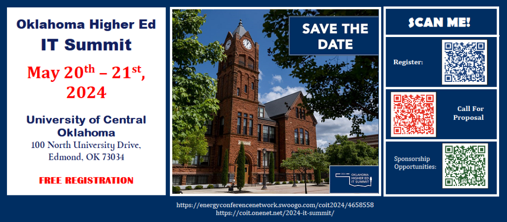 Oklahoma Higher Education IT Summit Register Graphic